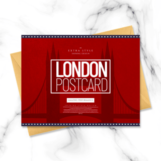 伦敦风格海报模板_卡通剪影风格英国旅游明信片
