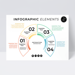 ppt海报模板_简洁半圆信息图表设计