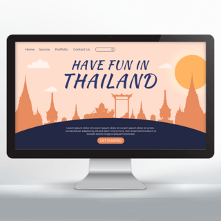 大皇宫海报模板_剪影元素欢迎来到泰国旅游宣传主页