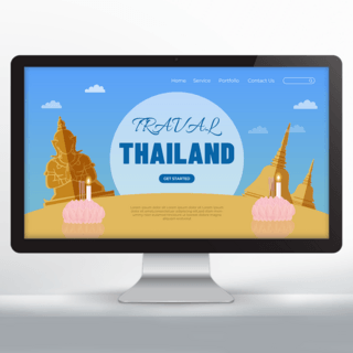 主页海报模板_蓝色泰国旅游宣传主页