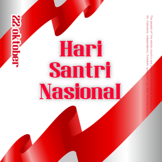 英文艺术字海报模板_hari santri nasional抽象丝带创意