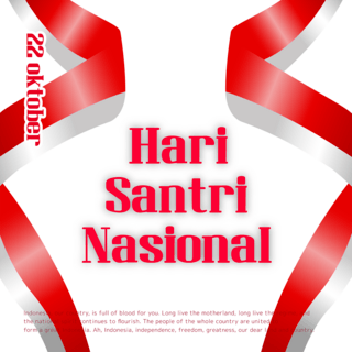 英文艺术字海报模板_hari santri nasional对称丝带