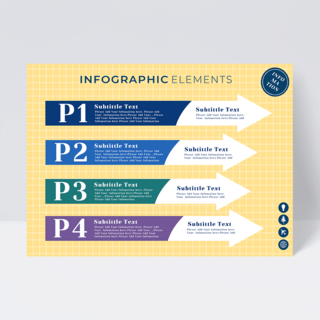 ppt海报模板_标签箭头元素商业信息图表设计