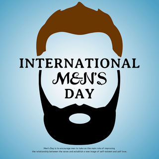 螳螂轮廓海报模板_创意男性轮廓和胡子国际男人节节日社交媒体