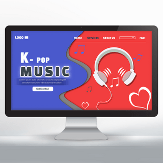 主页海报模板_k-pop 音乐文化节宣传主页白色音乐耳机