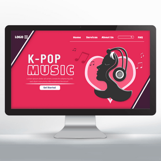 k-pop 音乐文化节宣传主页黑色听音乐人物