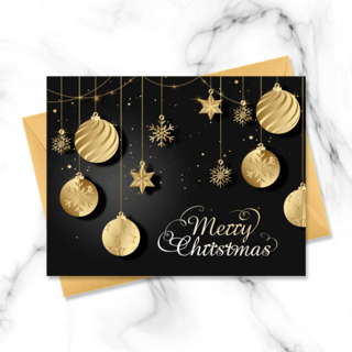 黑色背景金色圣诞元素精致立体圣诞卡片