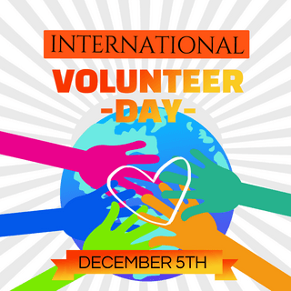 白色手掌international volunteer day节日宣传sns