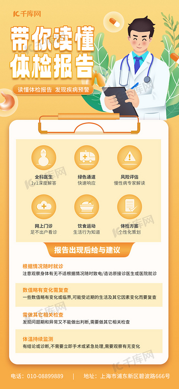 体检报告解读医疗保健黄色广告营销海报