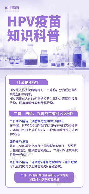 HPV疫苗健康科普紫色简约海报创意海报