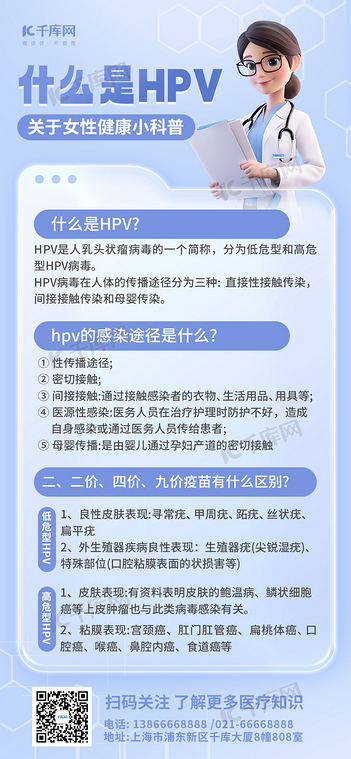 HPVHPV科普蓝色简约海报创意海报