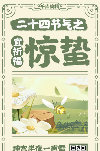 惊蛰黄历蜜蜂黄色中国风手机海报