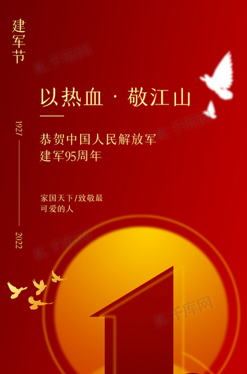 八一建军节建军节节日祝福红色高端质感全屏海报