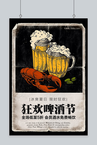 千库原创啤酒节复古海报