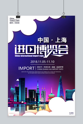唯美创意进口中国博览会海报