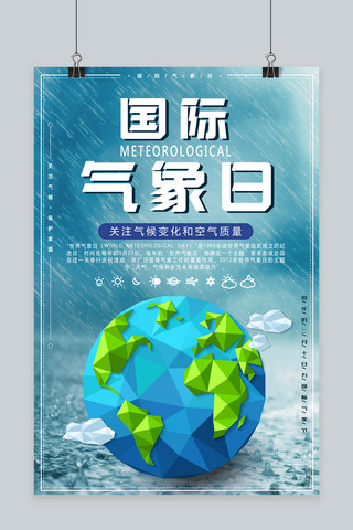 气温海报模板_国际气象日公益宣传海报