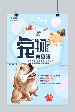 清新宠物之家宠物店猫狗卡通海报