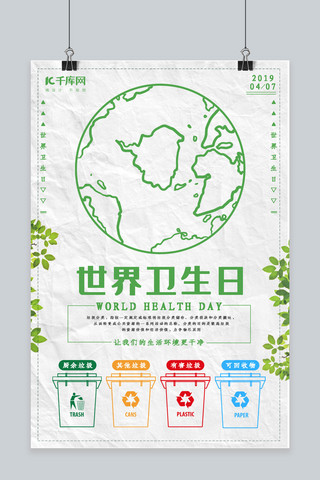 世界卫生日垃圾分类宣传海报