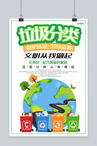 垃圾分类环保创意合成分类垃圾爱护环境公益海报