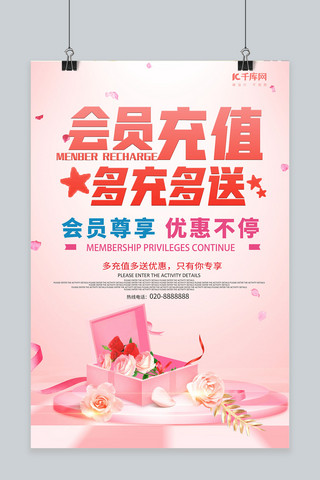 粉色会员充值礼品促销活动海报