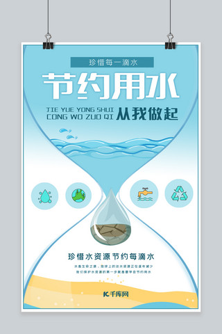 水创意海报海报模板_节约用水珍惜水资源公益宣传海报