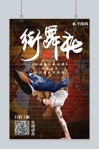 简约创意合成插画酷炫街舞社团招新海报