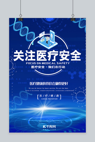 创意医疗安全海报海报模板_简约创意合成科技智能医疗安全海报