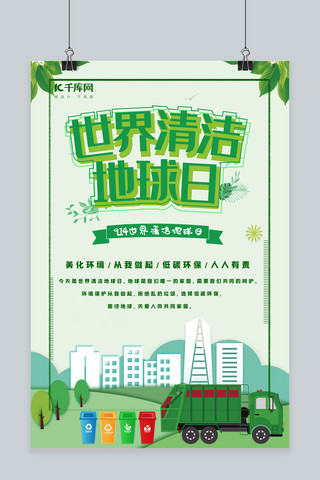 世界清洁地球日保护环境海报