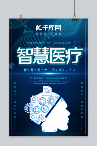 海报创造海报模板_智慧医疗科技头脑蓝色科技风海报