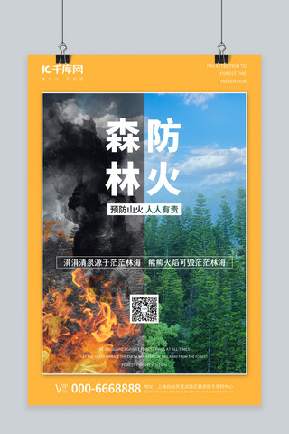 森林海报模板_防火宣传森林防火黄色图文海报