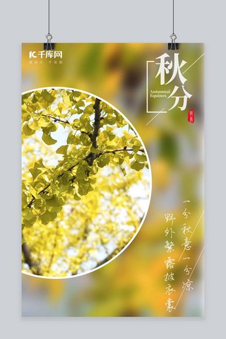 秋分传统节气黄色清新文艺海报