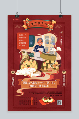 春节习俗海报模板_春节习俗新年过年暖色系中国风海报
