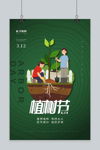 3.12植树节绿色简约创意海报