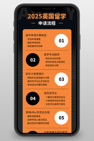 外国留学申请流程商务简约营销长图