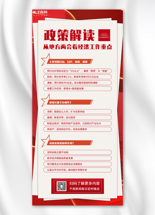 模拟两会海报模板_2023两会政策解读红色中国风海报