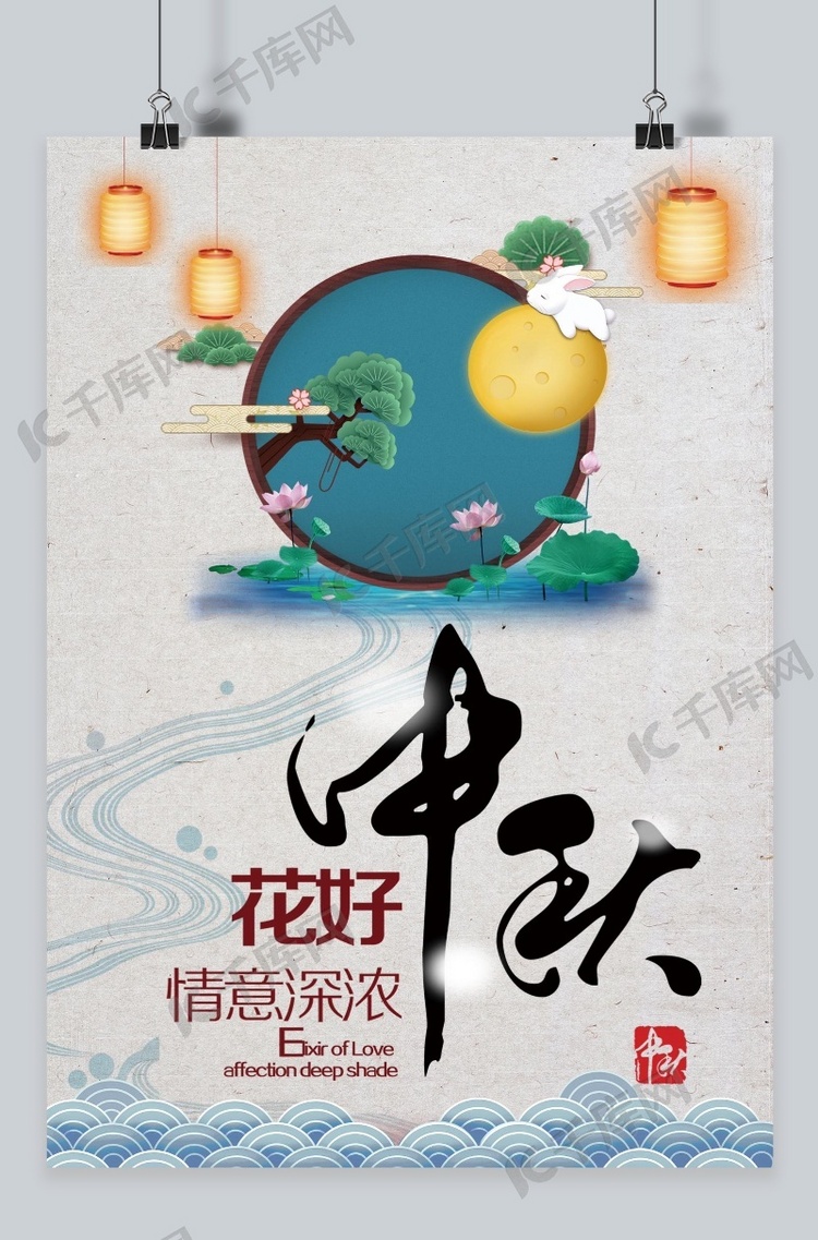 千库原创八月十五中秋节海报