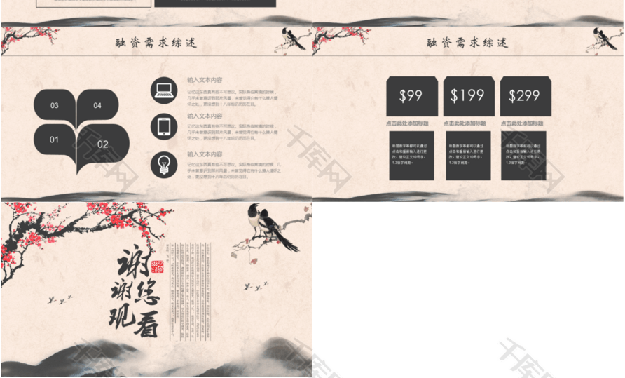 复古商业计划策划书项目创业融资PPT模板模版