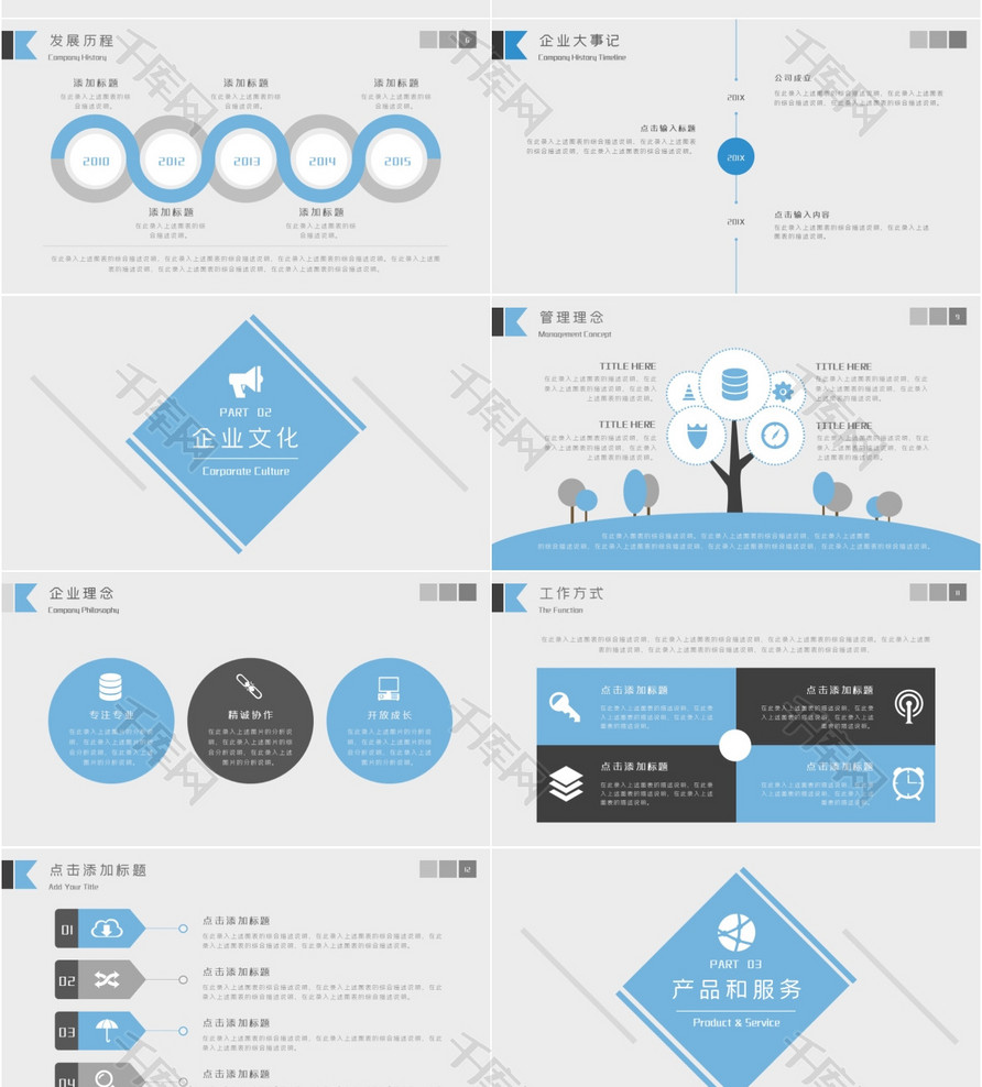 蓝色大气简约商务风企业宣传PPT模板