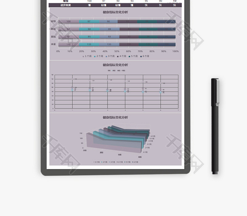 个人 健身身体各项指标分析 Excel模