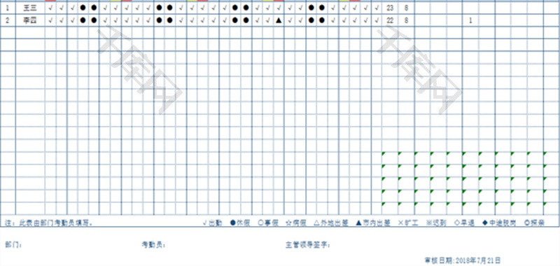 自动计算公司考勤表Excel模板