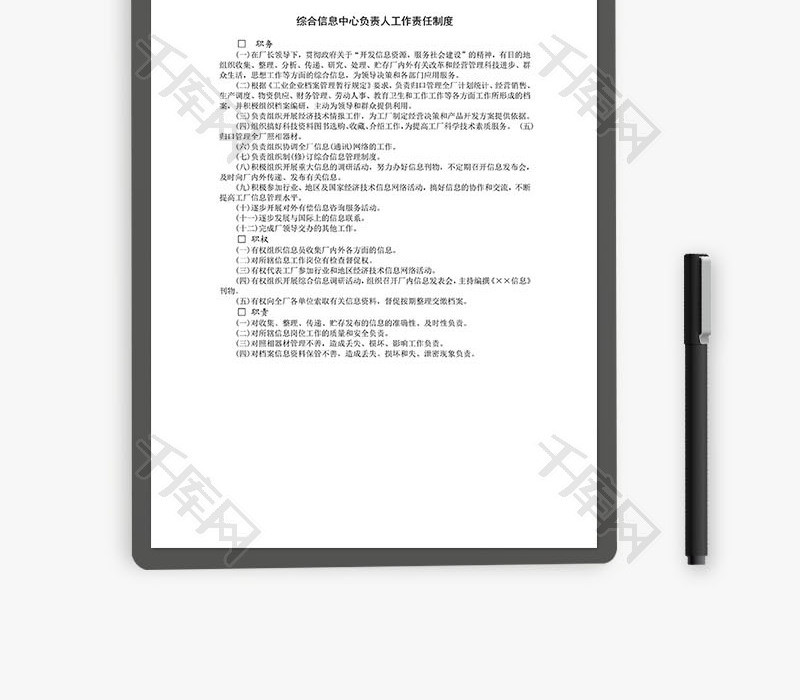 综合信息中心负责人工作责任Word文档