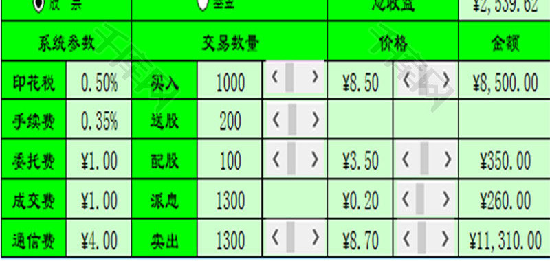 日常办公股票收益计算器Excel模板