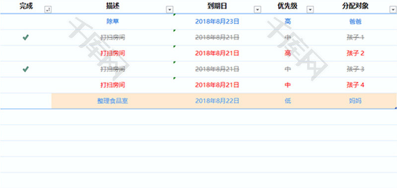 待办事项一览表Excel模板