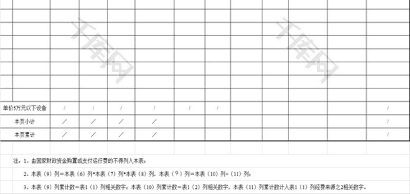 设备使用费预算明细表EXCEL模板