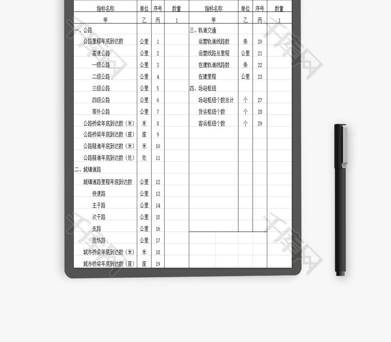 建设情况主要统计指标年报EXCEL模板