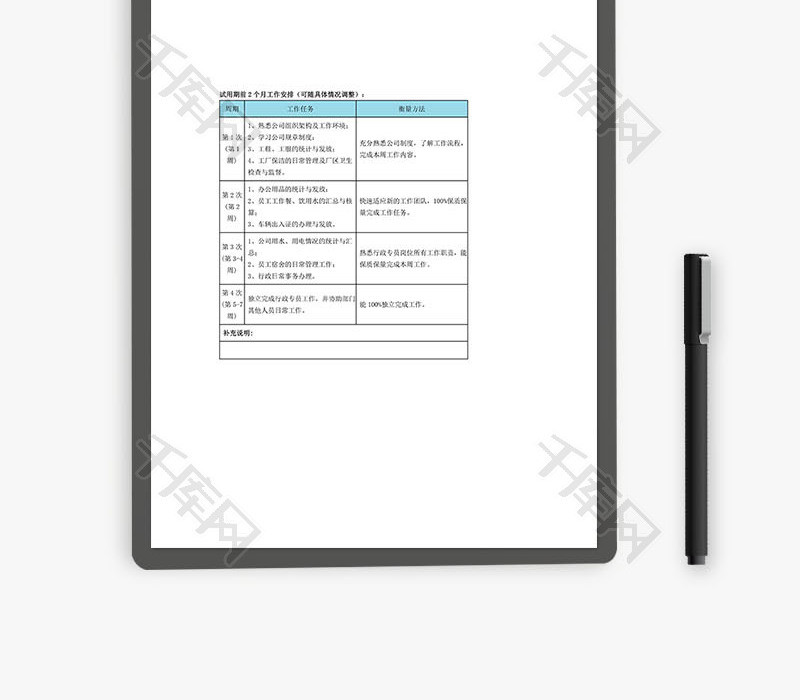 试用期工作安排Word文档