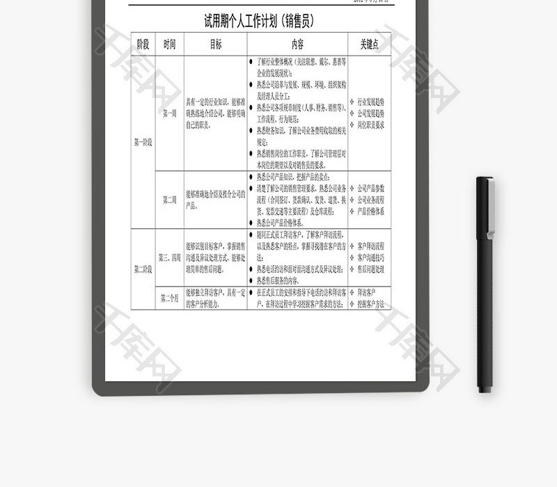 销售员试用期工作计划Word文档