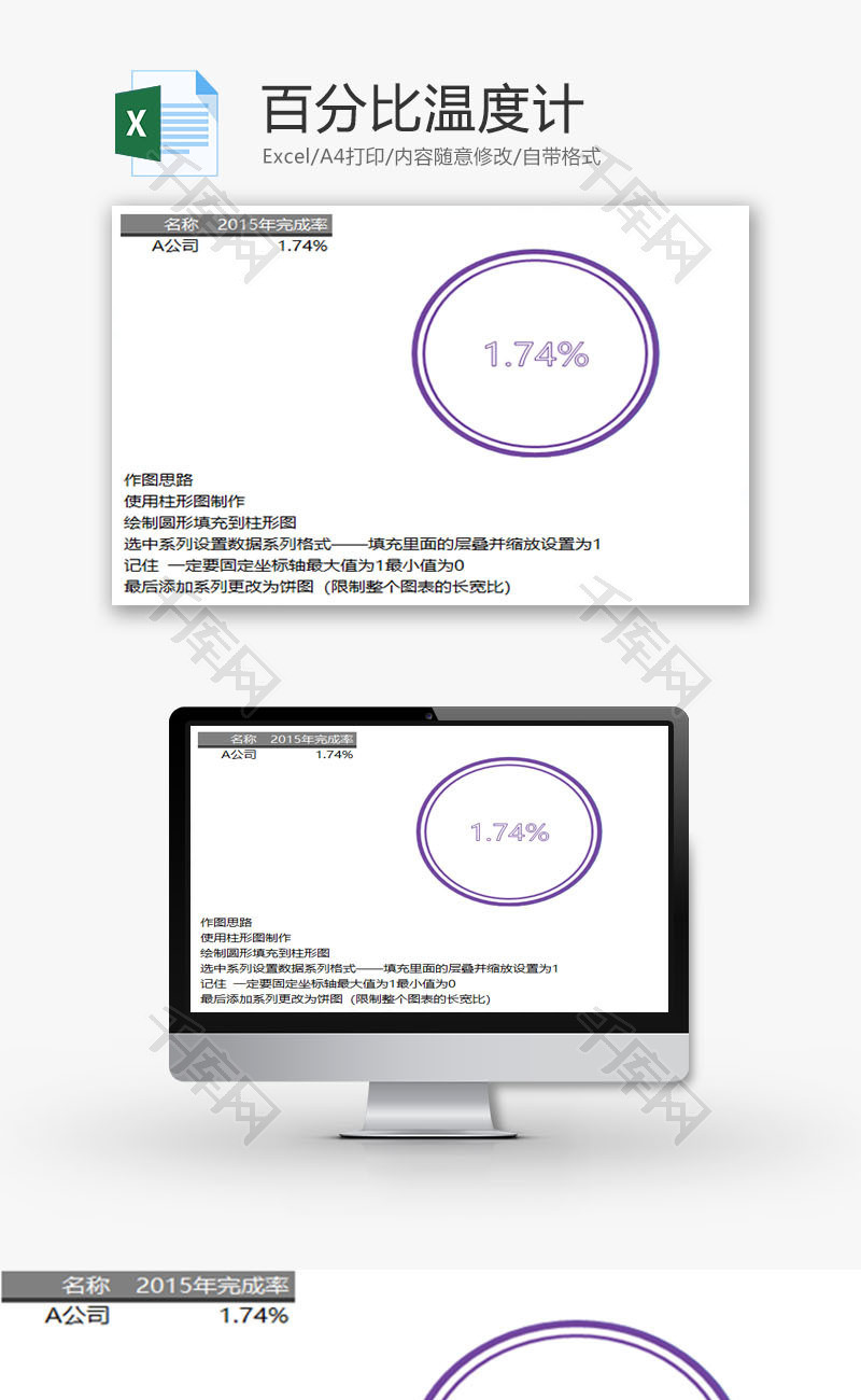 百分比温度计EXCEL模板