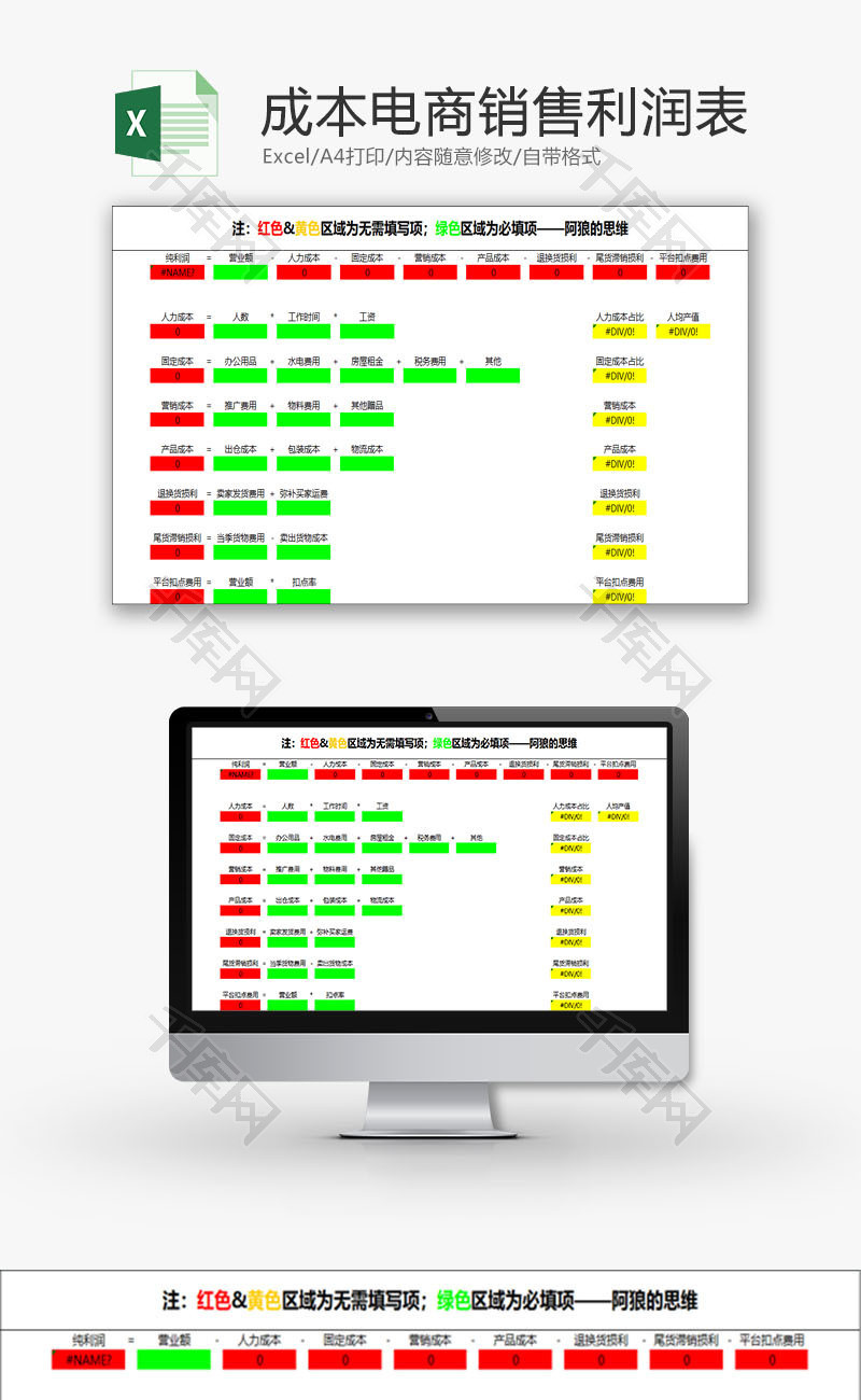 财务报表电商销售利润表Excel模板