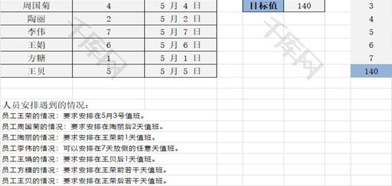 假期值班人员安排EXCEL模板